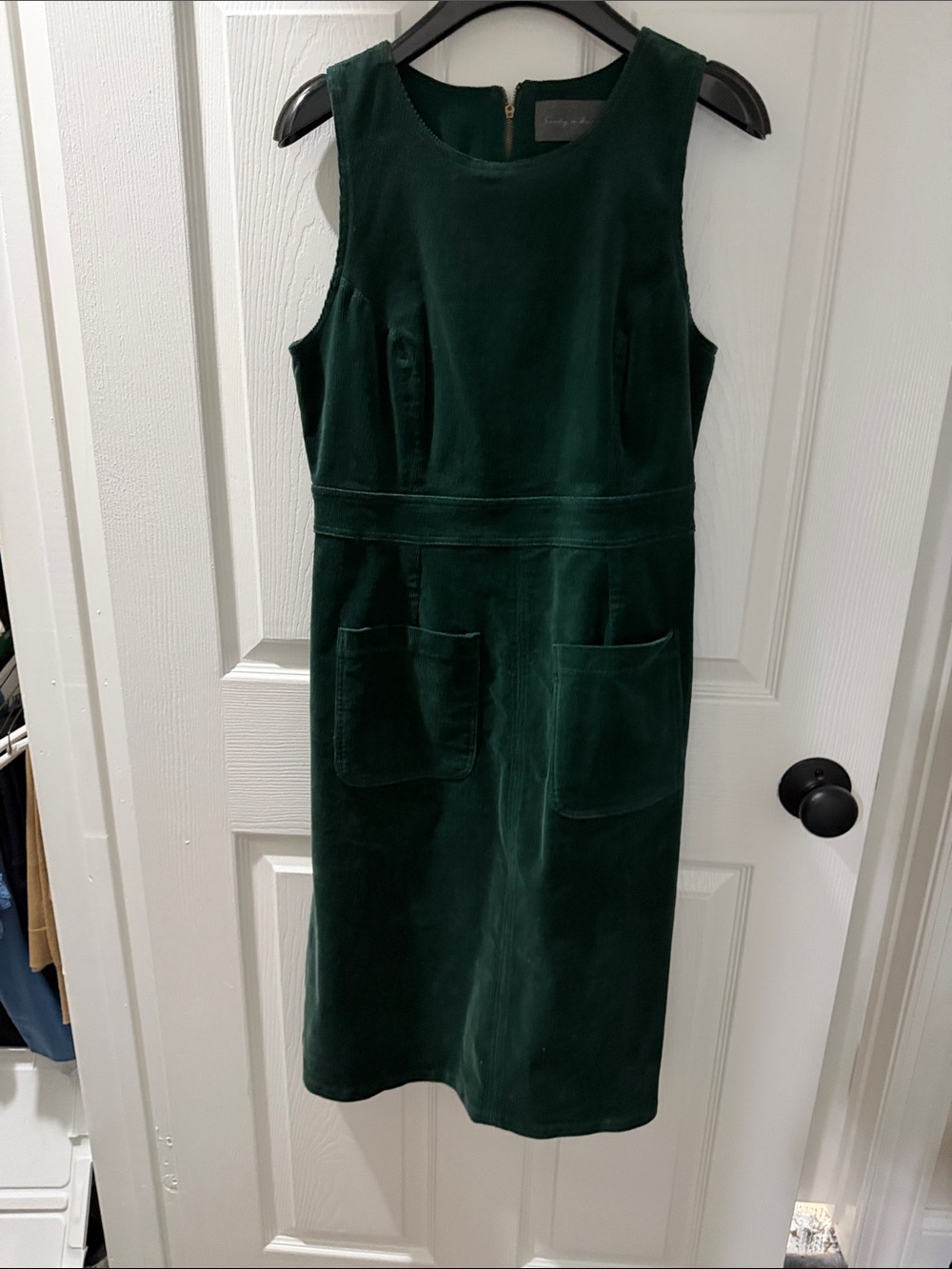 Anthropologie Sunday in Brooklyn Deep Green Corduroy Midi Sheath Dress